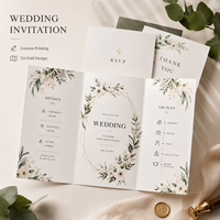 Cartes d'invitation de mariage pliables personnalisées, design élégant botanique floral et eucalyptus avec détails multi-pages et itinéraire