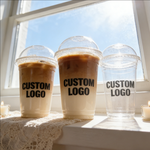 Gobelets à café glacé en plastique transparent personnalisés de 16 oz avec couvercles en PET pour la scène café - Product Image 4