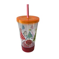 Gobelet à bec verseur en plastique durable de 17 oz avec paille, motif de Noël, personnalisable, réutilisable, unisexe, les lumières brillent pour les cadeaux/le bureau/les fêtes