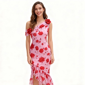 Nouvelles robes sexy pour femmes, à épaules dénudées, à volants floraux, tendance - Product Image 2