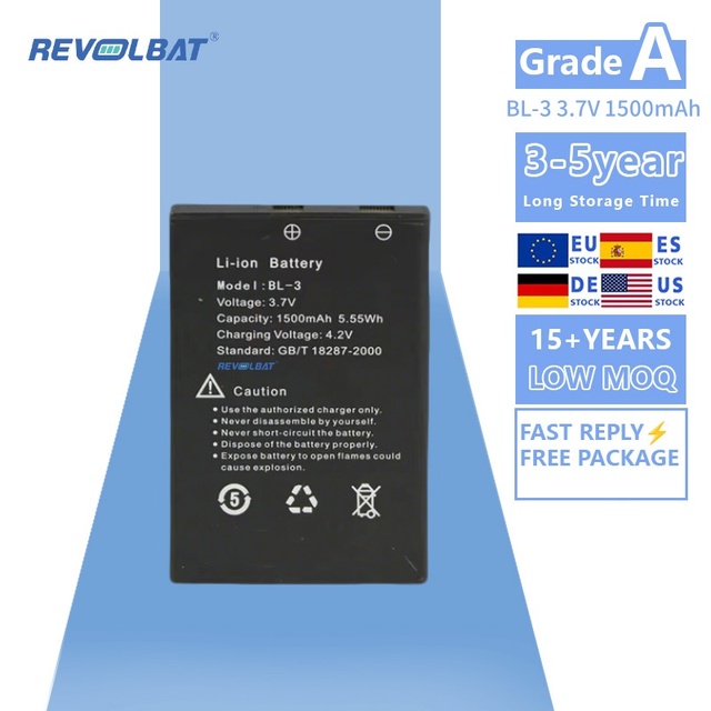Revolbat New Brand BL-3 Lithium Ion Brand New 3.7V 1500mAh Two-radio Battery for Walkie Talkie BF-R5 BF-T6 C5 UV3R UV-3R
