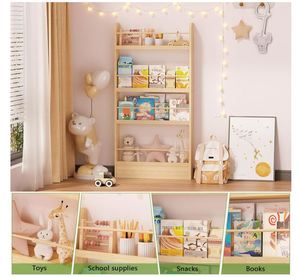 Trẻ Em Kệ Sách 4-Tier Phía Sau Cửa Kệ Mỏng Tường Cuốn Sách Kệ Trẻ Em Cuốn Sách Giá Bằng Gỗ Lưu Trữ Organizer & Boovecase Trẻ Em - Product Image 4