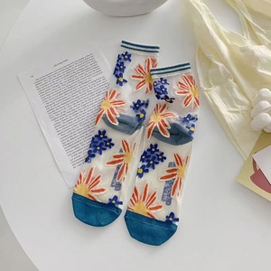 Summer Women Mid Calf High Tube Lace Mesh <b>Socks</b> Breathable Thin Glass Silk Crystal <b>Sock</b> - Product Image 6