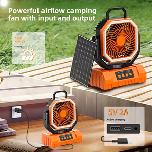 Kipas Surya Plastik 10000mAh dengan Lampu LED, Pengait, Lima Kecepatan, Portabel, Dapat Diisi Ulang, untuk Meja/Kemping, Kipas Luar Ruangan untuk Tenda & Mobil - Product Image 2
