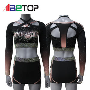 Zwart-Wit <span class=keywords><strong>Cheerleading</strong></span> Uniform Mesh Rokken Op Maat Gemaakte Tops En Skorts <span class=keywords><strong>Cheerleading</strong></span> Uniformen - Product Image 5