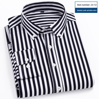 2025 Neuerscheinung Stretch Langarm-Hemd Herren Gestreift Slim-Fit Koreanischer Stil Lässig Knitterfrei Atmungsaktiv Quadratischer Kragen