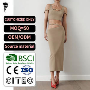 Conjunto de 2 Piezas para Mujer, Top Corto Elegante de Verano, Diseño Calado, Sexy, para Fiesta Nocturna, Top Corto y <span class=keywords><strong>Falda</strong></span> - Product Image 1