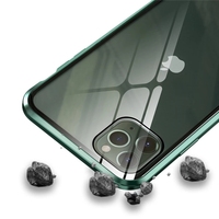 Coque de Téléphone Magnétique en Verre Trempé Anti-Espion + Bumper Métallique Double Face pour iPhone 13 12 11 X XS MAX XR