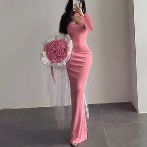 Neue Kardashian Damen 11 Farben Maxi langes Kleid gerippt Bodycon Long Slip Kleider für Frauen