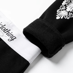 Cotton Heavyweight Cotton Black Tracksuit Men Unisex Custom LogoBaroque Graphic Print Hoodie Flare Leg Sweatpants Set Streetwear - Product Image 5