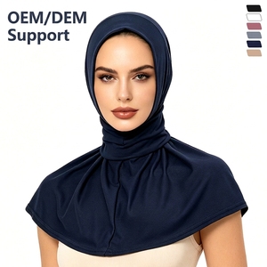 Voile instantané personnalisé en gros, prêt-à-porter, couleur unie, luxueux, en modal, avec bonnet intérieur extensible, pour musulmanes - Product Image 1