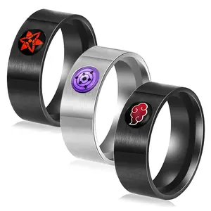 Narutos วงแหวนไทเทเนียมอนิเมะสำหรับผู้ชาย,ใหม่ปี2021วงแหวนสแตนเลส