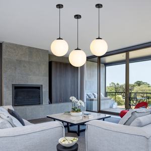 SKD Sunsir forma de globo blanco leche negro colgante luz bola de cristal araña 1 luz colgante individual iluminación para Cocina - Product Image 3