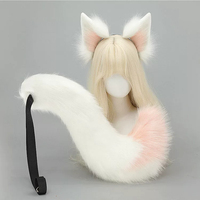 Ensemble oreilles et queue de renard en fausse fourrure réaliste, bandeau animalier moelleux et queue portable pour cosplay, Halloween, accessoires de fête