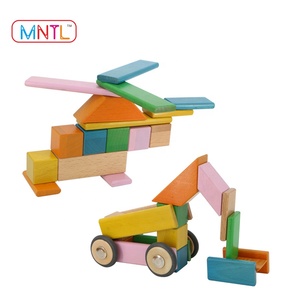 Blocs magnétiques pour enfants jouet éducatif similaire à Tegu ensemble de 60 pièces jouets magnétiques en bois - Product Image 4