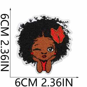 Patchs brodés thermocollants écologiques pour bébés, motif petite fille noire mignonne, Jour de l'Indépendance, pour la décoration des vêtements de bébé - Product Image 5