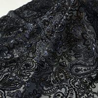 Tissu en velours Burnout, nylon tissé, viscose, imprimé floral Paisley, semi-transparent, avec perles, velours Devoré floral pour Kaftan Abaya