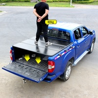 Couvercle de tonneau en aluminium à trois volets pour 2018 Hilux Tacoma Chevy Silverado 1500 Navara NP300-Retractable et fonctionnement électrique