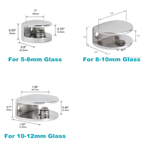 Chrome mạ kính kệ kẹp Clip đồ nội thất Kệ clip và hỗ trợ cố định gắn Kệ hỗ trợ với vít cho tủ rượu - Product Image 3