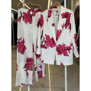 ชุดสูทผ้าซาตินลายดอกไม้สีเขียวอมเทา แขนยาว สำหรับผู้หญิง ฤดูร้อน สวยสง่า ผ้าไม่ยับ หลายสี - Product Image 3