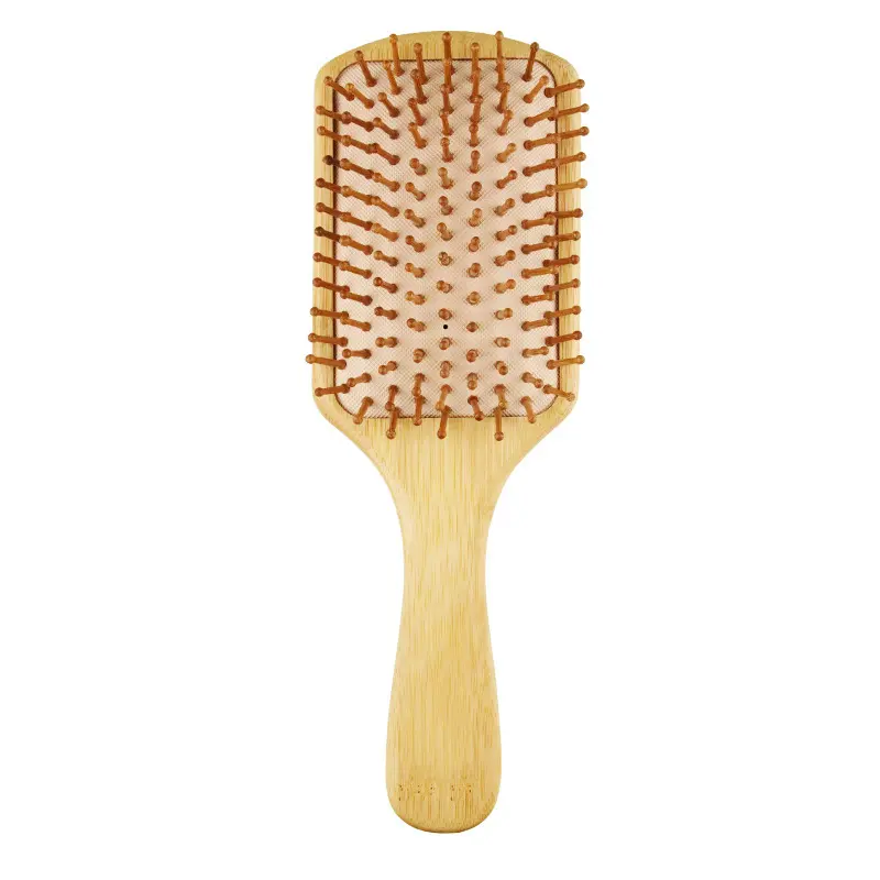 Escova de cabelo de cabra, de bambu, madeira, massageador de bambu