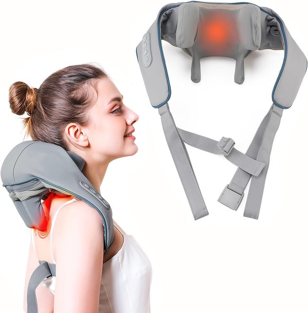 Eveekon Neck Massager with Heat and Shiatsu, Rechargeable Neck Shoulder Massager, Massage Neck and Shoulder and Back Massager