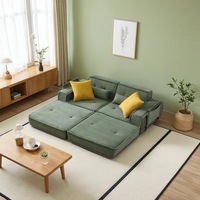 Canapé-lit modulaire inclinable de style français avec revêtement en velours côtelé, coussins rembourrés en éponge et poches latérales pour chambre et appartement