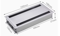 Boîte de gestion de câbles de bureau en alliage d'aluminium avec couvercle rabattable, passe-câbles à fermeture douce et brosse de protection