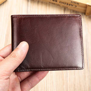 Portefeuille court à deux volets étanche à fermeture ouverte RFID de style vintage pour hommes Porte-cartes en cuir véritable avec 12 fentes pour cartes et 2 fenêtres d'identification - Product Image 2