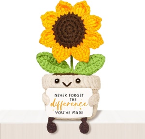 Peluche de tournesol au Crochet positif fait à la main avec carte de coeur cadeau inspirant pour les femmes paquet de soins d'ami décor de bureau de noël - Product Image 6