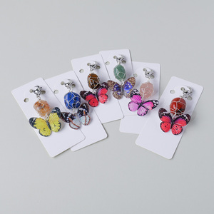 Porte-clés Papillon en Cristal Naturel Roulé, Breloque de Sac Guérison Reiki, Pendentif Clé, Cadeau, Vente en Gros - Product Image 4