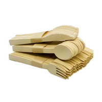 Ensemble de couverts jetables en bambou, couteau, fourchette et cuillère compostables, ustensiles biodégradables pour fêtes, mariages, plats à emporter et camping