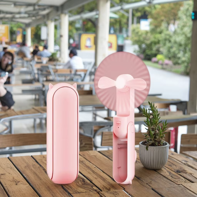Portable USB Rechargeable Mini Fan Hot Sale Handheld Electric Foldable Power Bank Feature for Home Hotel Use Two Made Plastic