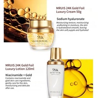 Set de Cosméticos Coreanos de Lujo de Oro de 24k Cuidado de la Piel Orgánico Blanqueador y Aclarante con Tónico Loción Crema Facial Niacinamida y Vitamina C