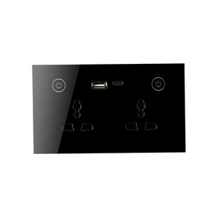 SMARSECUR ทูยา ทัช ยูนิเวอร์แซล วอลล์ ซ็อกเก็ตพร้อม USB และ Type-c, ปลั๊กไฟอัจฉริยะและสวิตช์มาตรฐานสหราชอาณาจักรและสหภาพยุโรป - Product Image 1