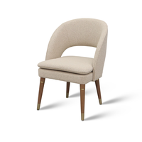 Chaise de salle à manger en bois de plage avec pieds en acier inoxydable 304, rembourrée en tissu éponge haute densité, pour restaurant