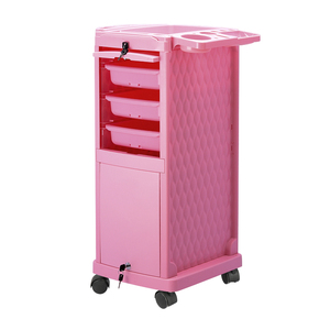 Vente en gros Chariot de salon de beauté rose Chariot de barbier à roulettes rose d'occasion pour cheveux élégants - Product Image 1