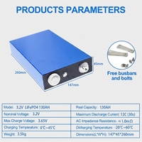 Sel Baterai LiFePO4 3.2V 130Ah Ringkas, 100Ah 120Ah 140Ah Prismatic Lithium Ion untuk Penyimpanan Energi Surya Kecil, RV, DIY