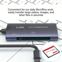 Lecteur de cartes multifonctionnel USB 2.0 et Type-C avec certification ROHS, compatibilité OTG pour téléphones, lecture Plug and Play CF/TF