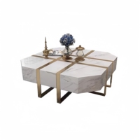 Table basse de luxe moderne pour salon, table à café en marbre et acier inoxydable pour la maison et l'hôtel