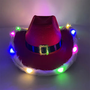 Illuminez Noël Père Noël Chapeau pour Femmes LED Lumières Cowboy Cowgirl Light up Chapeaux Vacances Western Costume Accessoire - Product Image 1