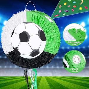Bâton <span class=keywords><strong>de</strong></span> piñata en forme <span class=keywords><strong>de</strong></span> ballon <span class=keywords><strong>de</strong></span> football Nicro, en papier fait main, décoration <span class=keywords><strong>de</strong></span> fête d'anniversaire pour enfants, couleurs assorties, utilisation intérieure/extérieure - Product Image 2