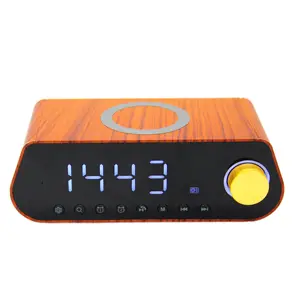 Tabletop bt Speaker Speakerphone Alarm Clock USB Charge out Adjustable bass level Radio Soothing Mode Wireless Charger