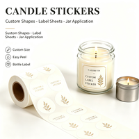 Étiquette autocollante personnalisée en vinyle pour bougies, imperméable, finition mate, dorure à chaud, recyclable, facile à décoller, pour emballage de pots et bouteilles