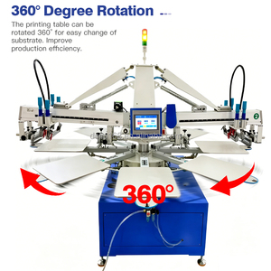 Nouvelle machine d'impression sérigraphique rotative automatique à grande vitesse, 2 couleurs, 8 stations, pour <span class=keywords><strong>t</strong></span>-shirts, sacs non tissés, vêtements - Product Image 3