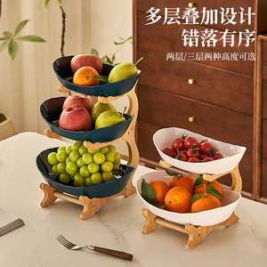 Multi Tier Fruit Platter 2 3 Layer <b>Stackable</b> Oval <b>Storage</b> Tray For Home Living Room Snacks Nuts Fruit Tea Desserts - Product Image 1