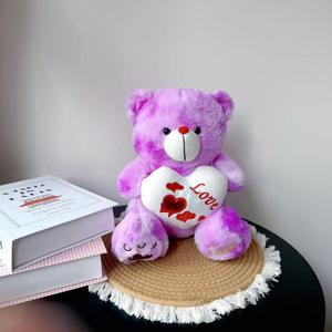 Custom logo Giant <strong>love</strong> Heart Teddy Bear Plush Toy Colorful pink Tie-dyed Bear Stuffed Animal Doll Soft Pillow Valentine's Gift - Product Image 5