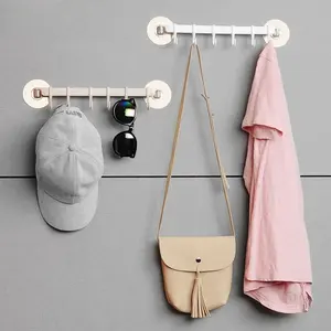 1 pièce Crochet de suspension à ventouse 6 rangées bleu/blanc/rose pour coin de cuisine et salle de bain, sans trace - Product Image 3