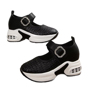 Nouvelles Chaussures Décontractées à Talon Compensé Grande Taille pour Femme, Style Automne, Tissées, à Semelle Épaisse, Plateforme et Strass, Pointure 43 - Product Image 5