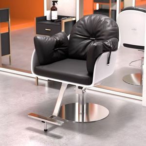 Silla de Peluquería Más Vendida, Silla de Barbero Giratoria Negra de Cuero con Altura Ajustable - Product Image 5